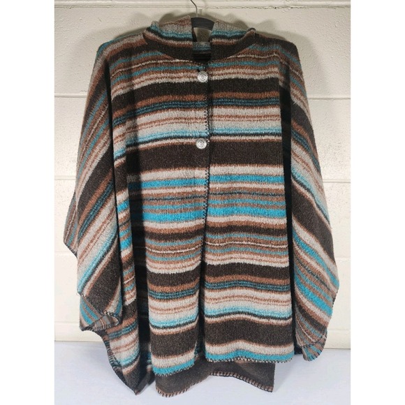 Bear Ridge Outfitters Jackets & Blazers - Bear Ridge Outfitters Wool Blend Hooded Poncho Cloak Cape Striped Size XL/2XL